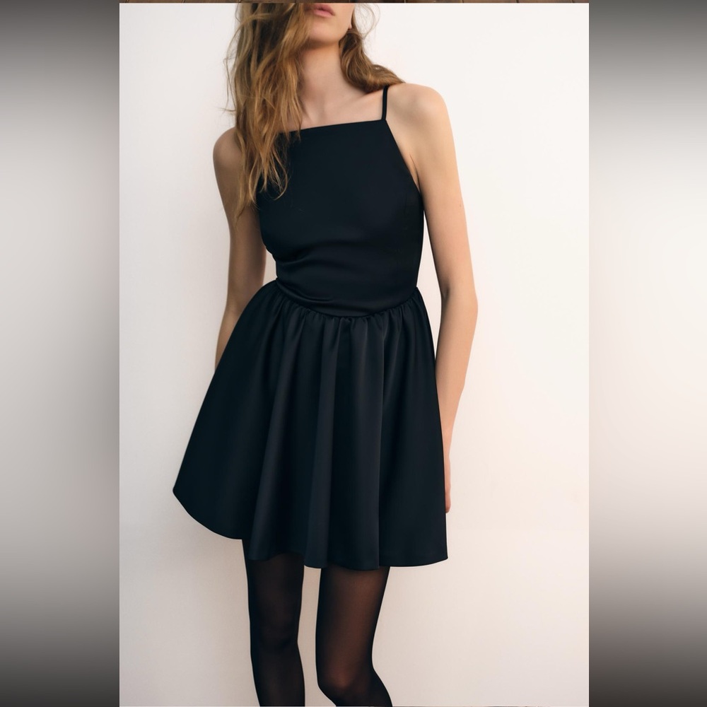zara open back mini dress
